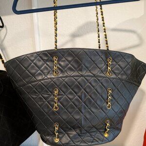 Vintage Chanel Lambskin basket bag with chains